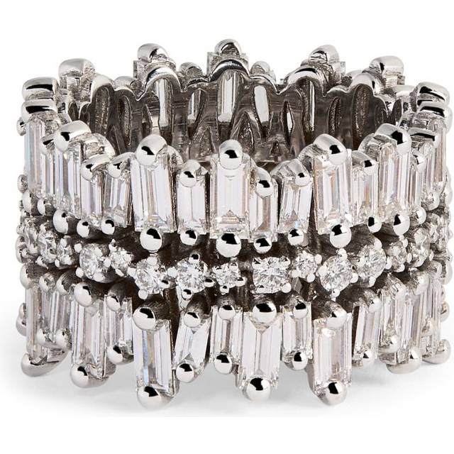 Suzanne Kalan White Gold and Diamond Short Stack Eternity Ring - One size