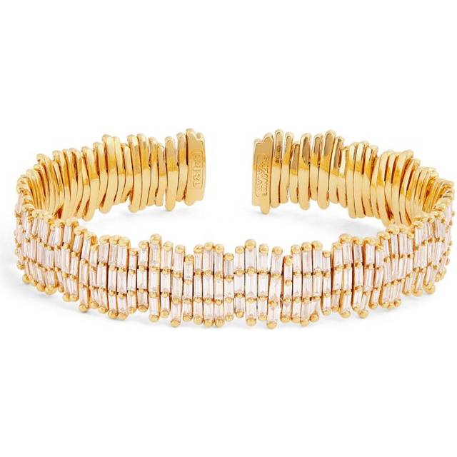 Suzanne Kalan Yellow Gold and Diamond Classic Fireworks Bangle - M