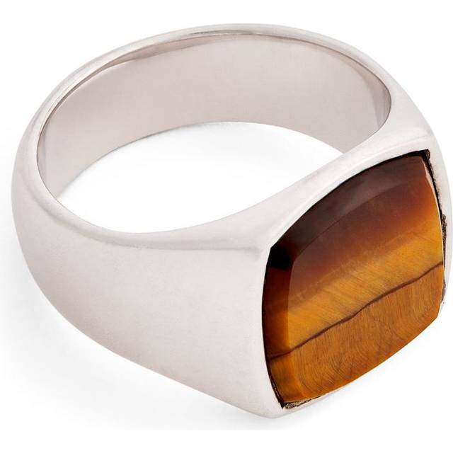 Tom Wood Sterling Silver Cushion Tiger Eye Ring - 60