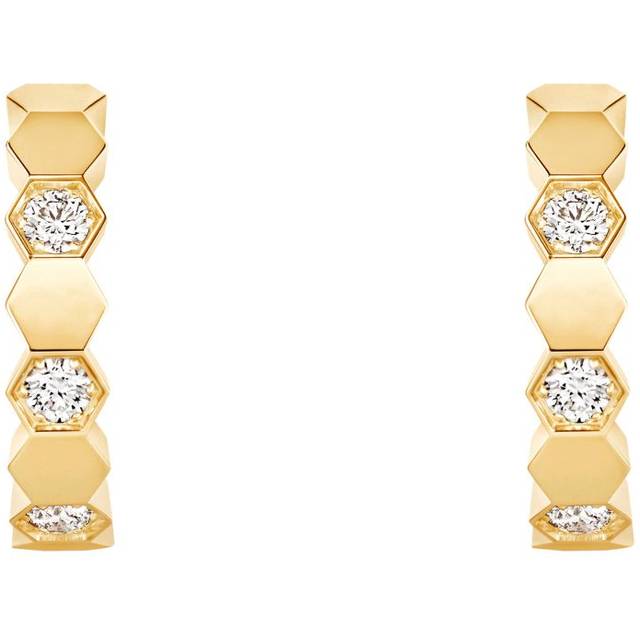 Yellow Gold and Diamond Bee de Chaumet Hoop Earrings - One size