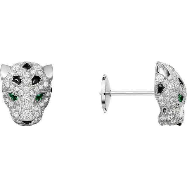 White Gold, Diamond, Emerald and Onyx Panthère de Cartier Earrings - One size