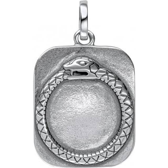 Sterling Silver Oxidized Ouroboros Snake Rectangular Pendant P5384X