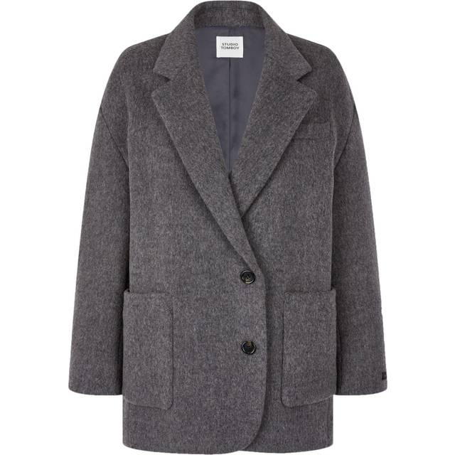 STUDIO TOMBOY - brushed-finish coat - women - Wool/Fabric/Polyester - M - Grey