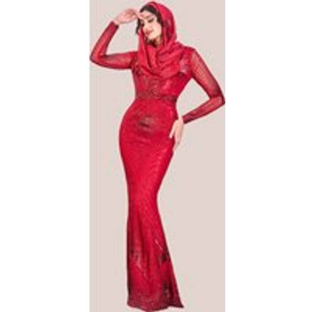 Modesty Starburst Sequin Maxi Dress - Red by Goddiva - 16