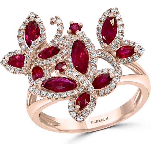 Bloomingdale's Fine Collection Ruby & Diamond Butterfly Statement Ring in 14K Rose Gold -Exclusive