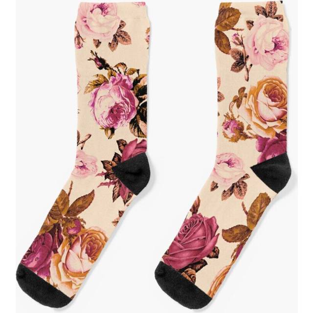 Dress Socks Vintage Roses Novelty Fancy Crazy Pattern Crew Casual for Men Women