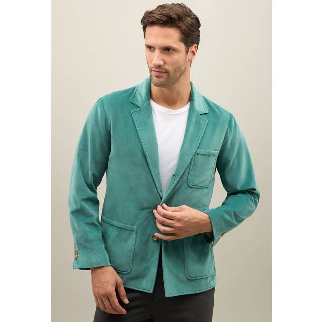 Boglioli Garment Dyed Velvet Picasso Jacket - Male  Light Blue 48