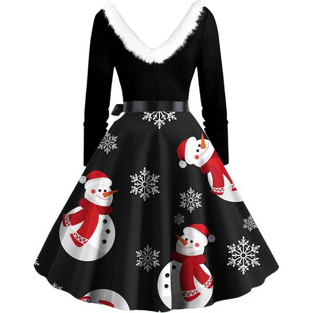 (L, 8) Women's Retro Long-sleeved Temperament Midi Skirt Temperament Print Mid-waist Skirt