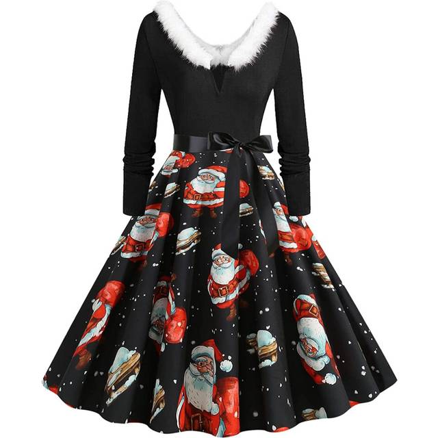 (XXL, orange) Women's Retro Long-sleeved Temperament Midi Skirt Temperament Print Mid-waist Skirt