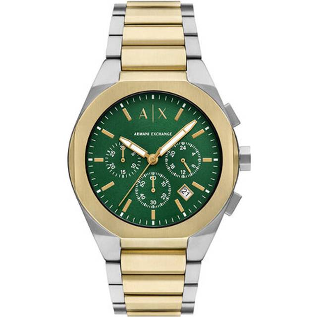 Armani Exchange Sync Men's Green Chronograph Dial Two Tone Stainless Steel Watch