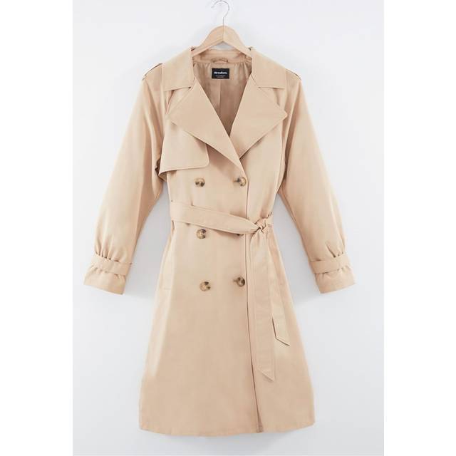 Richie Raglan Sleeve Trench Coat - Stone - Size 8 - Threadbare