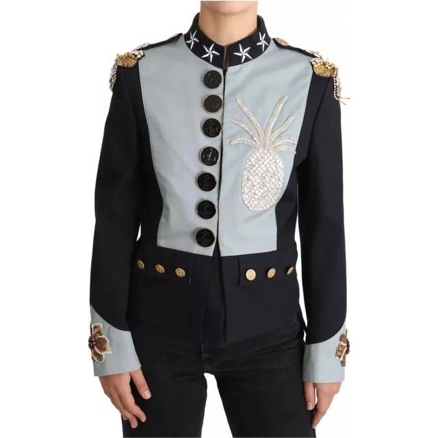 Dolce & Gabbana, Jacka, Dam, S, Bomull, Kristallprydd Bomulls Jacka - blue (S)