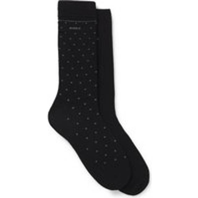 BOSS 2 Pack of Bamboo Polkadot Crew Socks - Black, Black, Size 9-11, Men