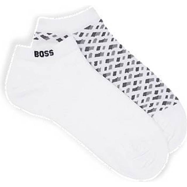 BOSS Monogram Trainers Socks, Pack of 2, White/Grey