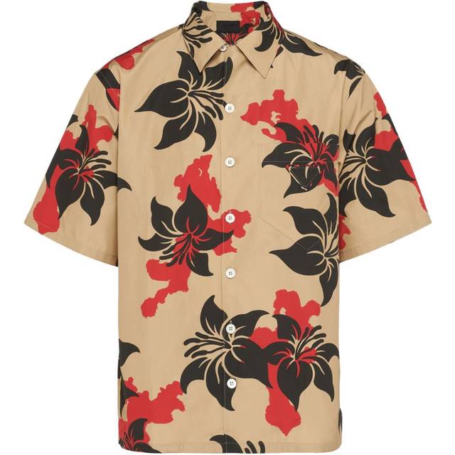 Prada - floral-print cotton shirt - men - Cotton - L - Neutrals