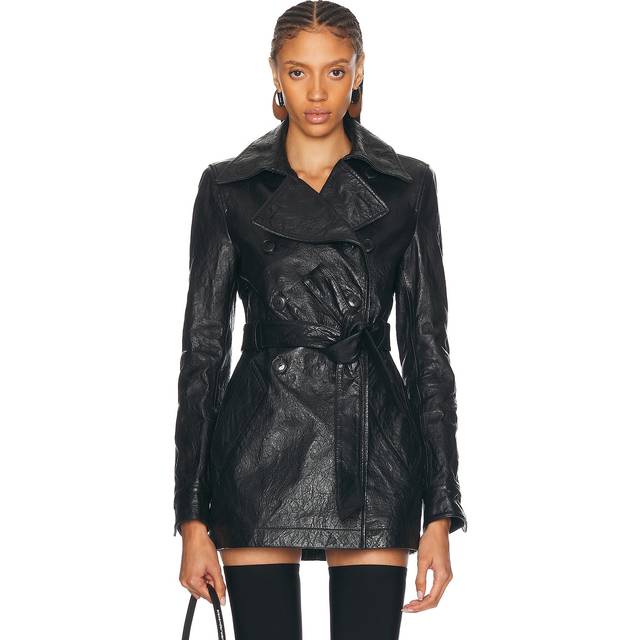 Alexander Wang Memory Leather Trench Coat in Black - Black. Size 4 (also in ). (4)
