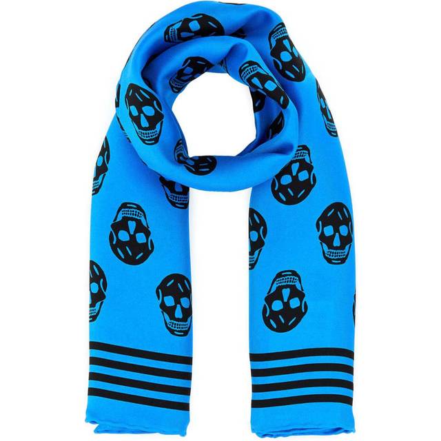 Alexander McQueen, Accessoarer, Herr, ONE Size, Tryckt Satin Foulard - blue (ONE SIZE)