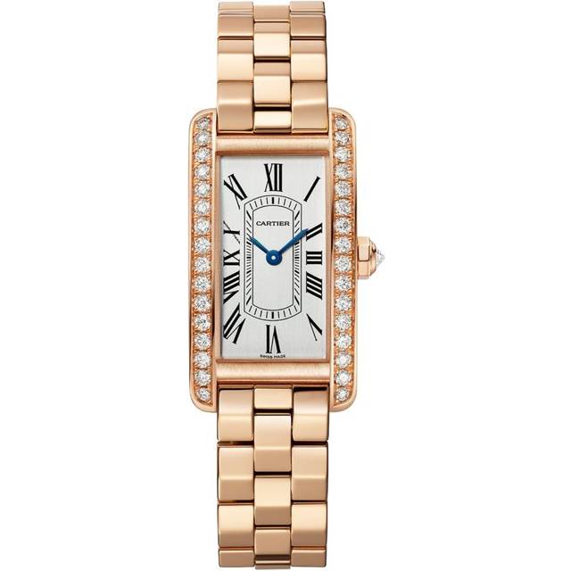 Cartier Small Rose Gold and Diamond Tank Américaine Watch - Red - 35mm