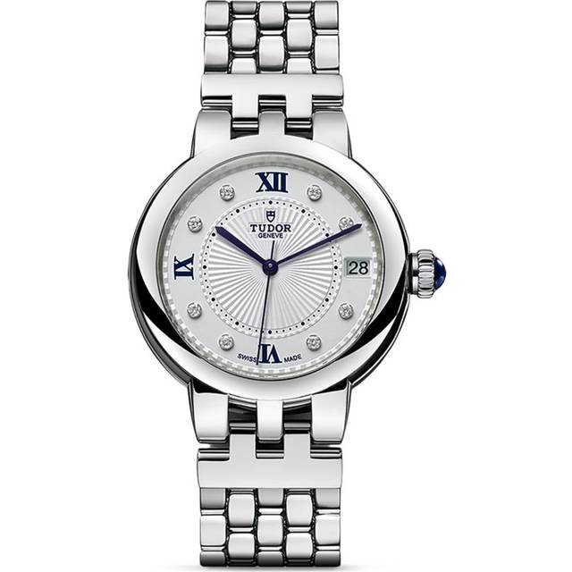 Tudor Clair de Rose Stainless Steel and Diamond Watch - White - 34mm