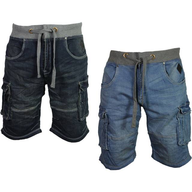 Mens kam cargo combat denim shorts stretch big king size elasticated waist