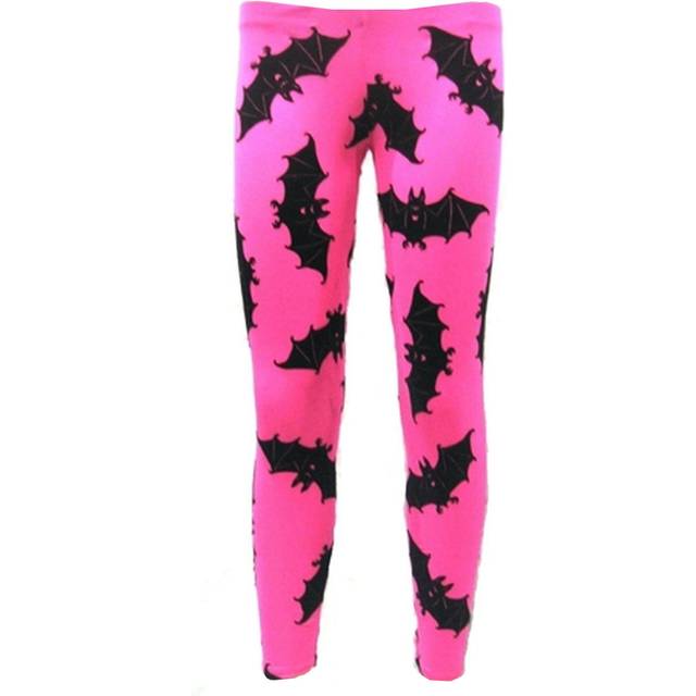 Halloween gothic bats neon pink black bat leggings halloween fancy dress