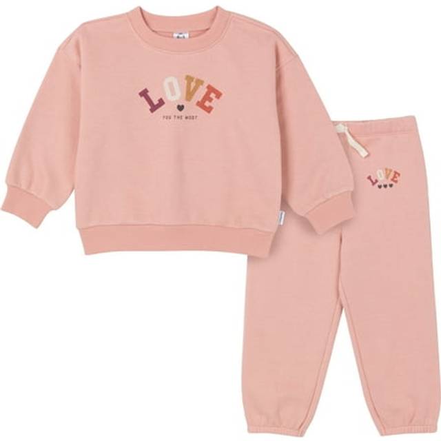 Gerber Baby Girls Toddler 2-Piece Fleece Sweatshirt and Jogger Set  Peach  3T