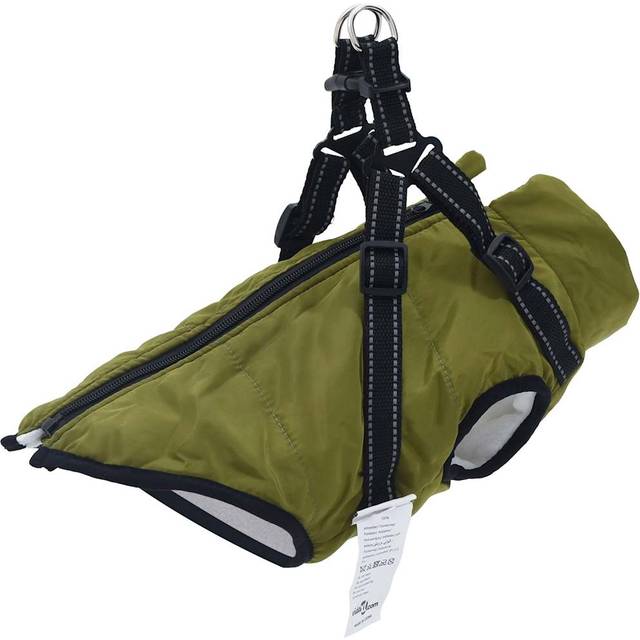 vidaXL Hundtäcke med sele vattentät reflex armégrön L24