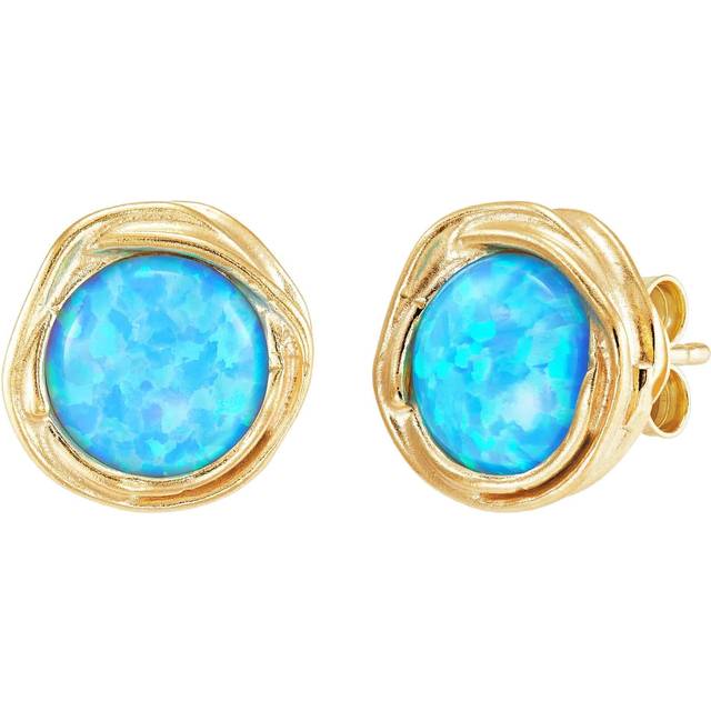 Silpada 'Blue Lagoon' Lab-Created Opal Stud Earrings in 14K Gold-Plated Silver - Yellow