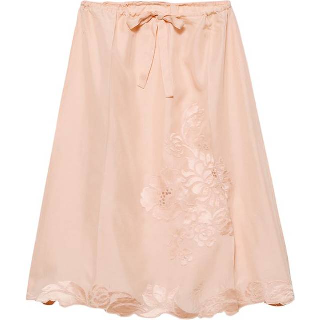 Prada Habotai Silk Midi Skirt - Orange - 36