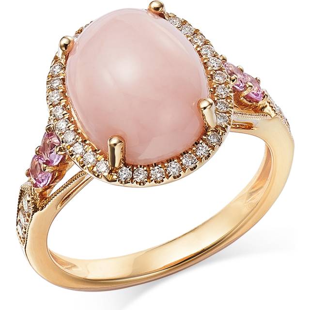 Bloomingdale's Fine Collection Pink Opal, Pink Sapphire, & Diamond Ring in 14K Yellow Gold