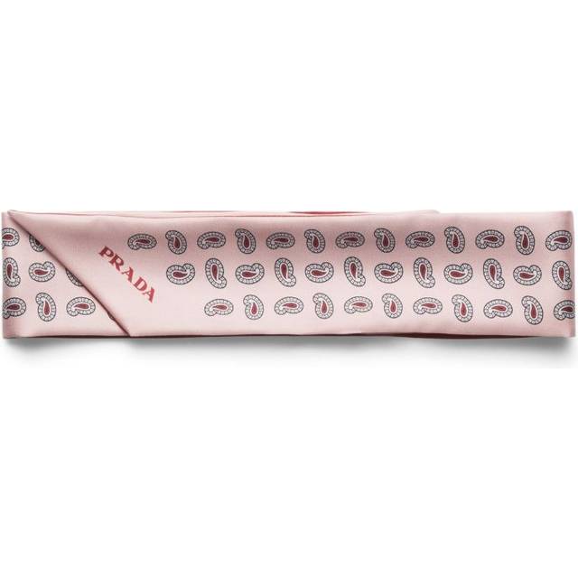 Prada Silk Printed Skinny Scarf - Pink - One size