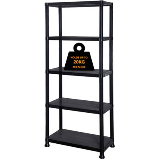 Crystals 5 Tier Plastic Racking Shelf Heavy Duty Garage Shelving Storage Unit Organiser - One Size