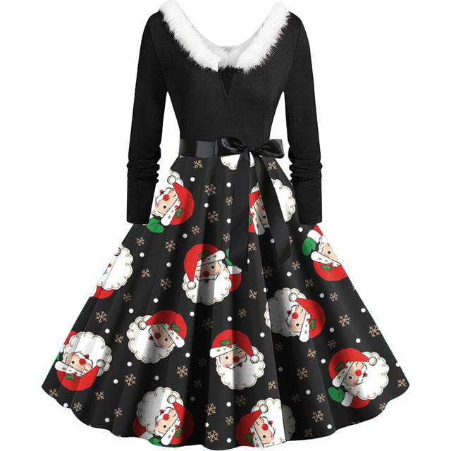 (XL, 9) Women's Retro Long-sleeved Temperament Midi Skirt Temperament Print Mid-waist Skirt
