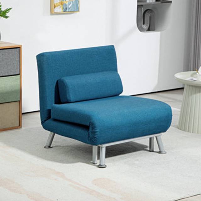 HOMCOM Single Folding 5 Position Convertible Sleeper Chair Sofa Bed Blue | TJ Hughes