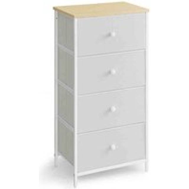 Songmics Dresser With 4 Fabric Drawers,white And Oak, White