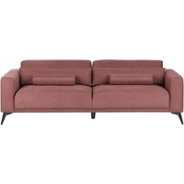 Upholstered 3 Seater Sofa Adjustable Backrest Height Fabric Burgundy Ange