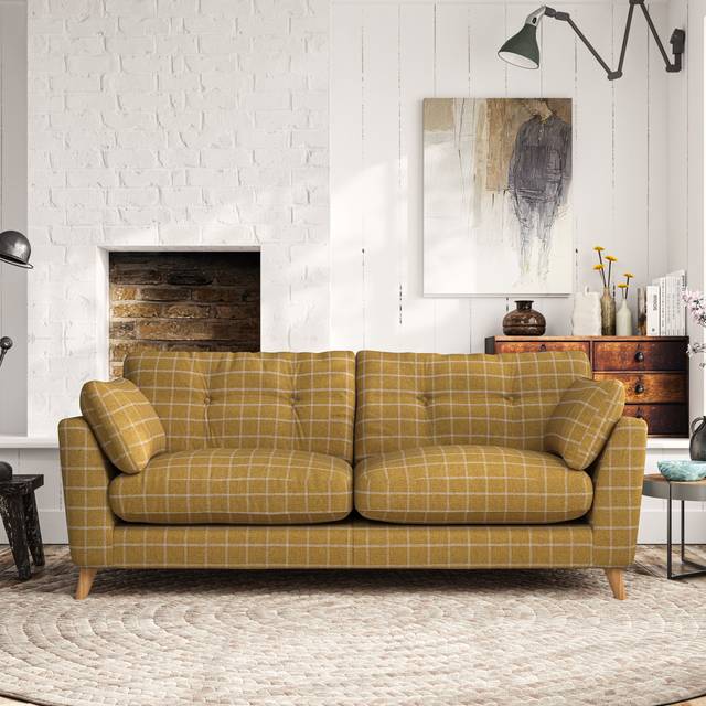 Peyton Large 3 Seater Sofa - Check Ochre