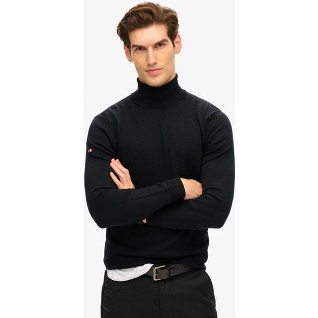 Superdry for man. M6110625A Merino turtleneck jumper black (XL), Casual, Wool