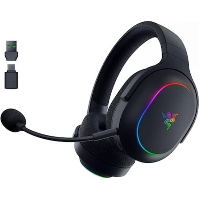 Razer Barracuda X Chroma - Trådlöst multiplattformsheadset för spel med 6 zoner Chroma RGB (SmartSwitch Hyperspeed & Bluetooth, 40 mm drivrutiner, avtagbar HyperClear Cardioid-mikrofon) Svart