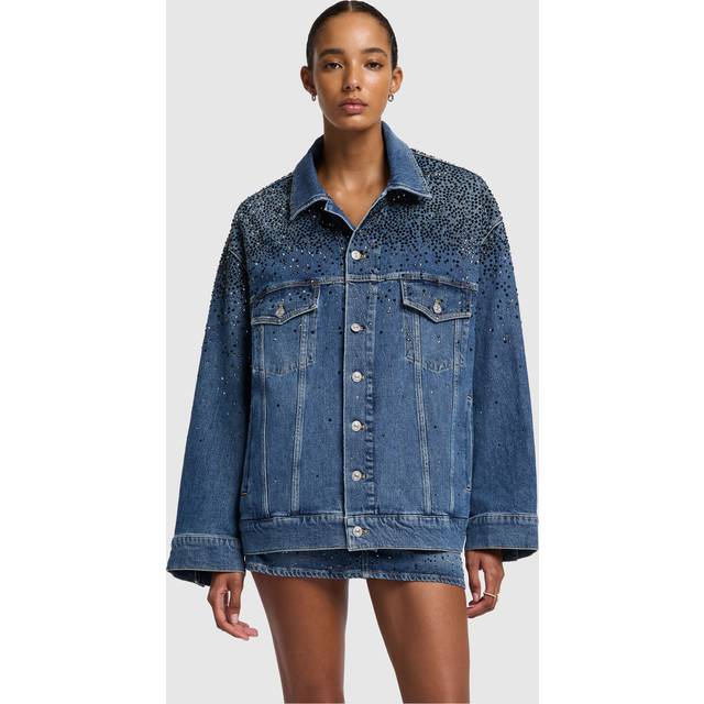 7 For All Mankind, Jacka, Dam, S, Bomull, Jeanjacka - Distressed Look - blue (S)