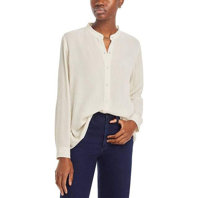 Eileen Fisher Mandarin Collar Silk Shirt