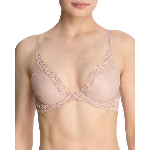 Feathers Contour Plunge Bra - ROSE BEIGE LACE/PINK - 32F EU (32DDD US)