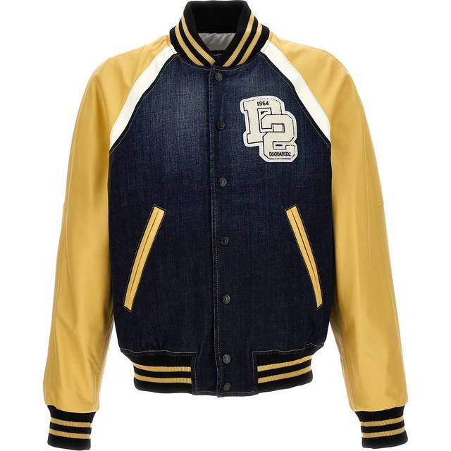 Denim Bomber Jacket with Eco-leather Sleeves size 50 (50)