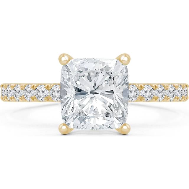 Majesty Diamonds MD240126-7.5 2.38 CTW Cushion Diamond Solitaire with Accents Engagement Ring in 14K Yellow Gold - Size 7.5