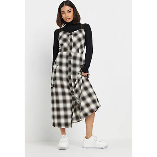 Pixiegirl Petite Black Check Print Strappy Midi Dress 16 Pixiegirl | Petite Women's Midi Dresses
