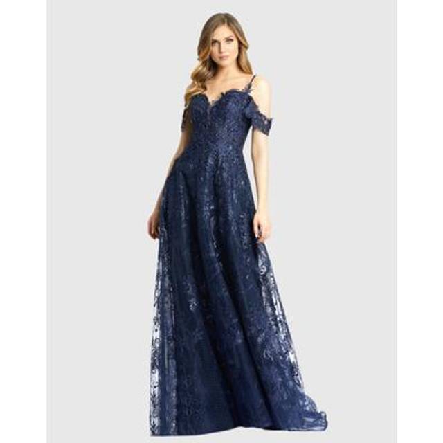 Mac Duggal Embellished Cold Shoulder Sweetheart A Line Gown