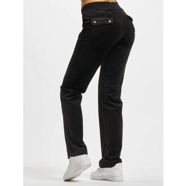 Juicy Couture Del Ray Classic Velour Pant Pocket Design Dam Raka Byxor Stl. XL - Från Magasin - Black (XL)