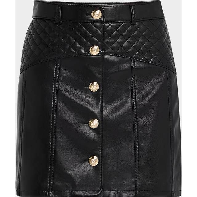 Claudia Quilted Vegan Leather Mini Skirt - BLACK - 10