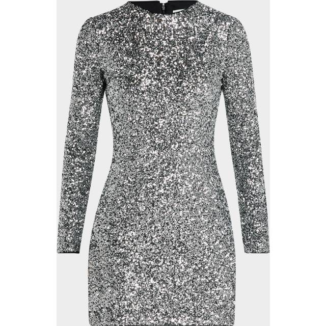 Long-Sleeve Sequined Mini Dress - SILVER - Small