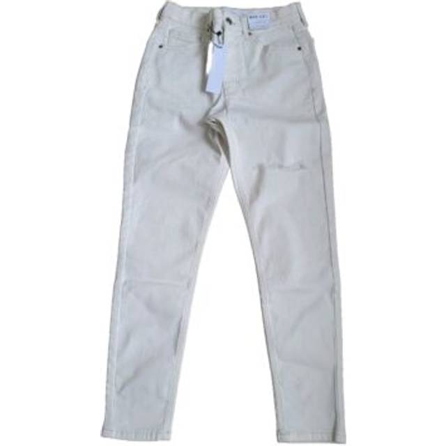 Topshop jamie high waisted skinny jeans with thigh rip, off white, uk10 w28/l30